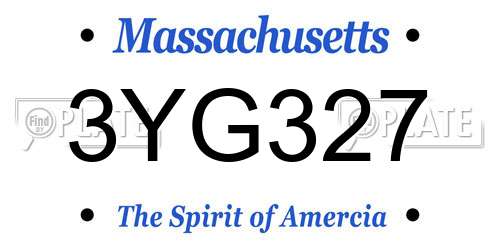 3YG327 Massachusetts License Plate