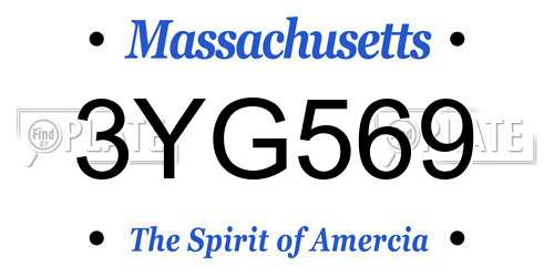 3YG569 Massachusetts License Plate