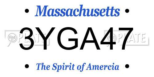 3YGA47 Massachusetts License Plate