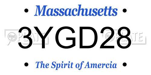 3YGD28 Massachusetts License Plate
