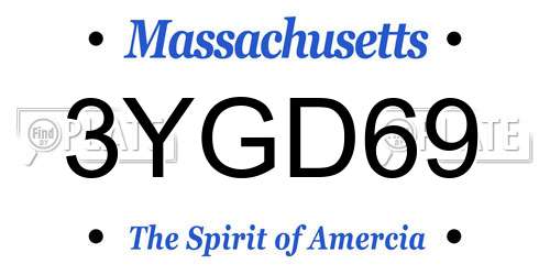 3YGD69 Massachusetts License Plate