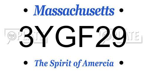 3YGF29 Massachusetts License Plate