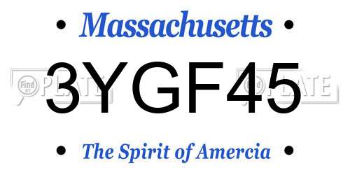 3YGF45 Massachusetts License Plate