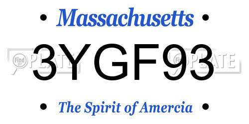 3YGF93 Massachusetts License Plate