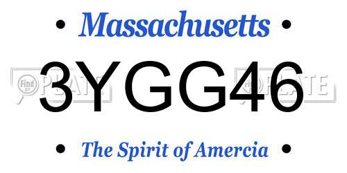 3YGG46 Massachusetts License Plate
