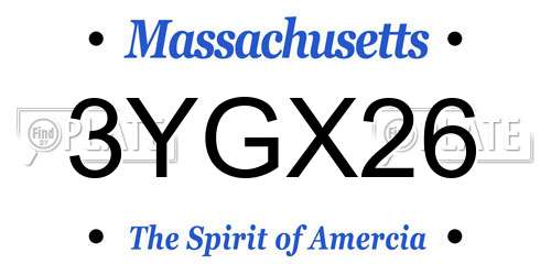 3YGX26 Massachusetts License Plate