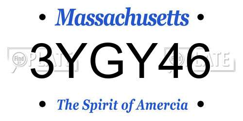 3YGY46 Massachusetts License Plate