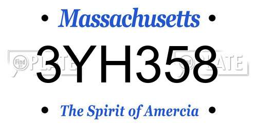 3YH358 Massachusetts License Plate
