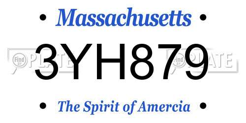 3YH879 Massachusetts License Plate