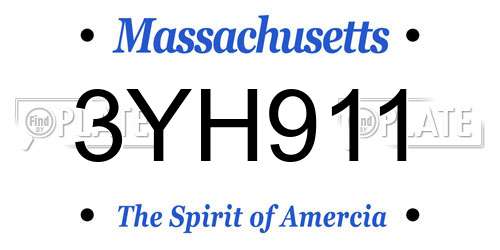 3YH911 Massachusetts License Plate