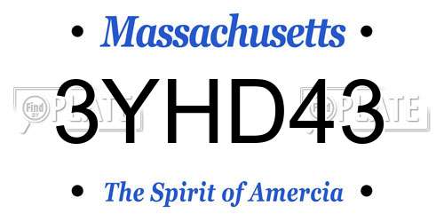 3YHD43 Massachusetts License Plate