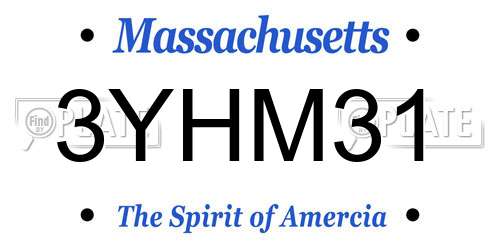 3YHM31 Massachusetts License Plate