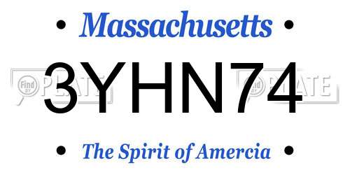 3YHN74 Massachusetts License Plate