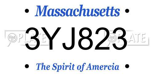3YJ823 Massachusetts License Plate