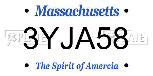 3YJA58 Massachusetts License Plate