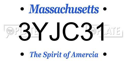 3YJC31 Massachusetts License Plate