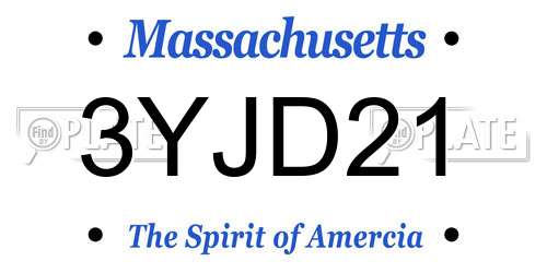 3YJD21 Massachusetts License Plate