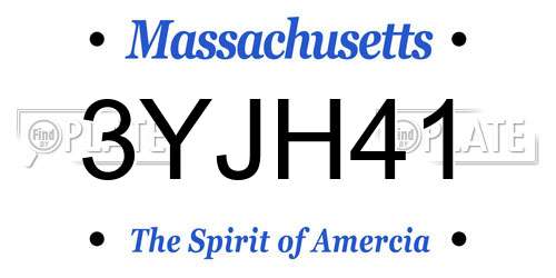 3YJH41 Massachusetts License Plate