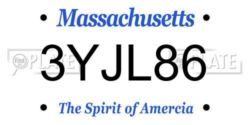 3YJL86 Massachusetts License Plate