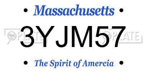 3YJM57 Massachusetts License Plate