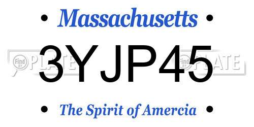3YJP45 Massachusetts License Plate