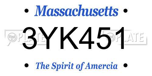 3YK451 Massachusetts License Plate