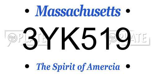 3YK519 Massachusetts License Plate
