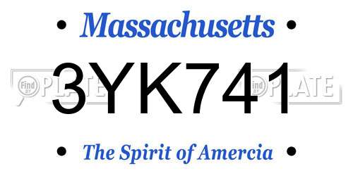 3YK741 Massachusetts License Plate