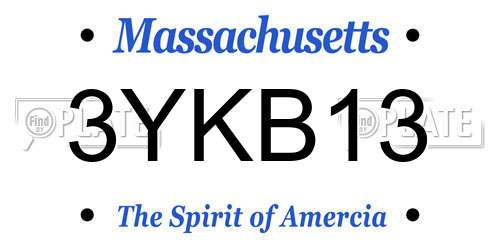 3YKB13 Massachusetts License Plate