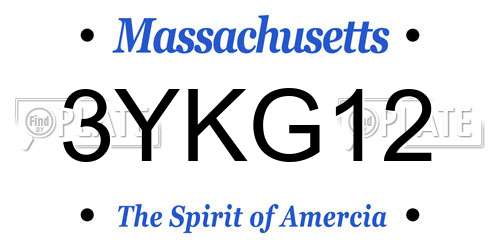 3YKG12 Massachusetts License Plate