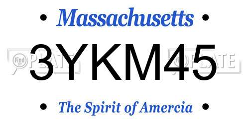 3YKM45 Massachusetts License Plate