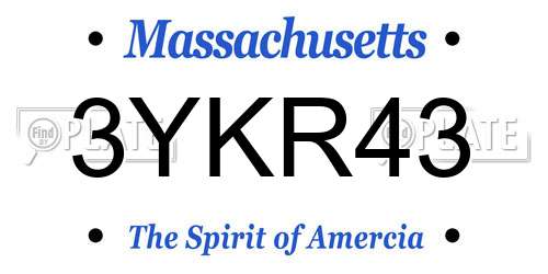 3YKR43 Massachusetts License Plate
