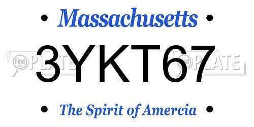 3YKT67 Massachusetts License Plate