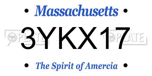 3YKX17 Massachusetts License Plate