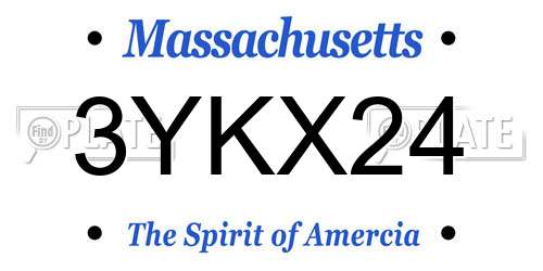 3YKX24 Massachusetts License Plate