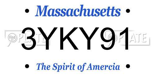 3YKY91 Massachusetts License Plate