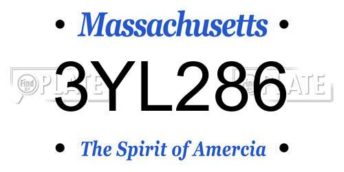 3YL286 Massachusetts License Plate