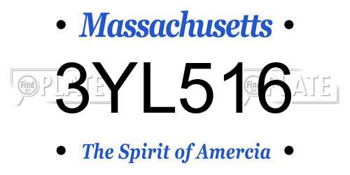 3YL516 Massachusetts License Plate