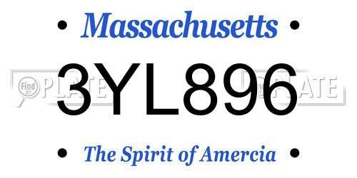3YL896 Massachusetts License Plate