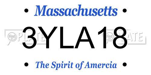 3YLA18 Massachusetts License Plate