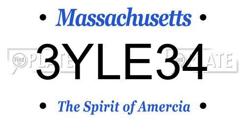3YLE34 Massachusetts License Plate