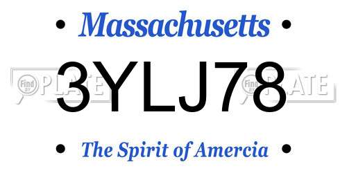 3YLJ78 Massachusetts License Plate