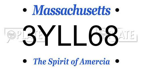 3YLL68 Massachusetts License Plate