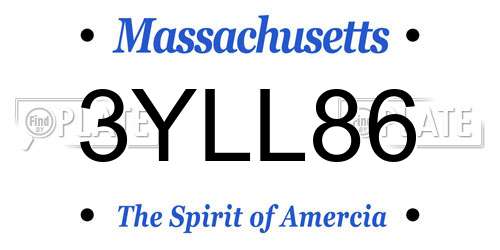 3YLL86 Massachusetts License Plate