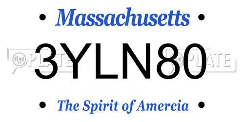 3YLN80 Massachusetts License Plate