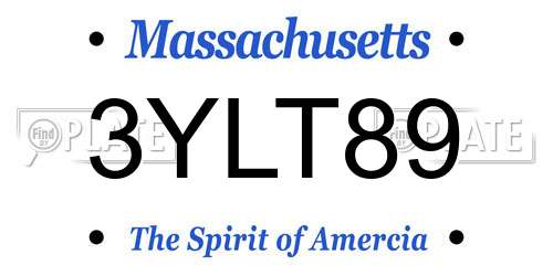 3YLT89 Massachusetts License Plate