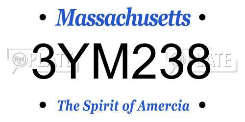3YM238 Massachusetts License Plate