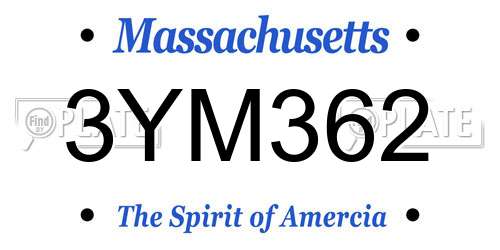 3YM362 Massachusetts License Plate