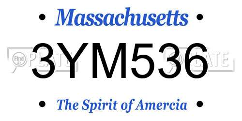 3YM536 Massachusetts License Plate