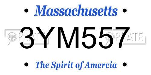 3YM557 Massachusetts License Plate
